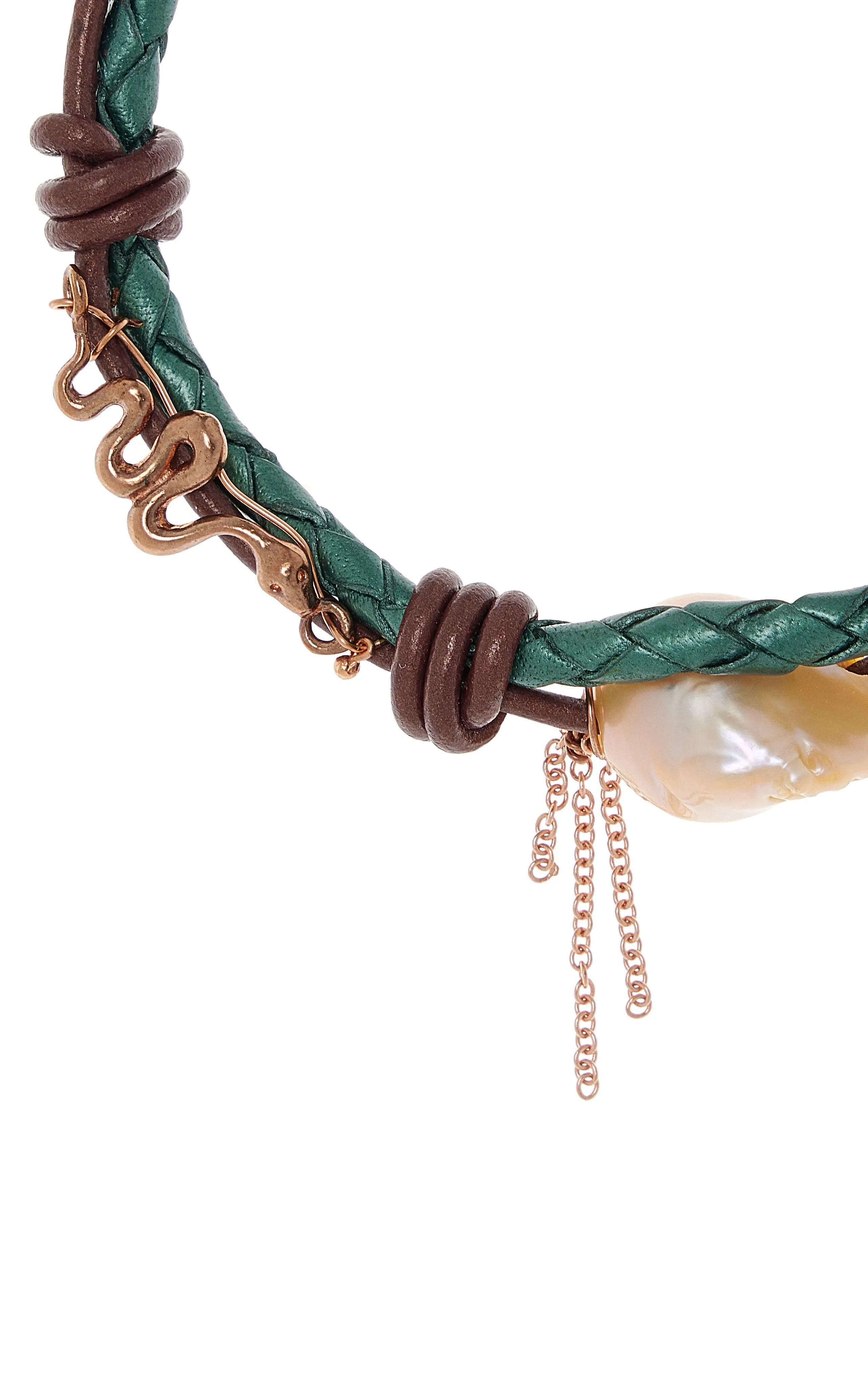 Rose Gold Snake Baroque Pearl Gold Chain Bracelet