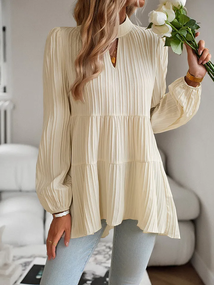Round Neck Long Sleeve Blouse