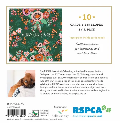 RSPCA Christmas Flowers Charity Boxed Christmas Cards