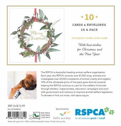 RSPCA Christmas Wreath Charity Boxed Christmas Cards