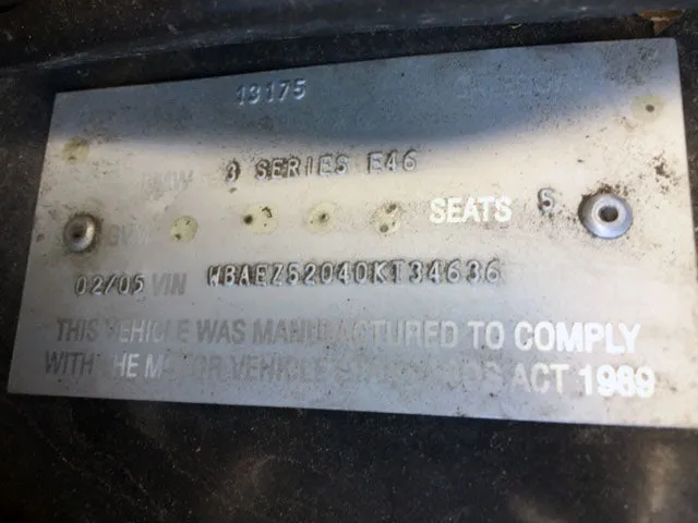 S2852 3' E46 Compact 316Ti N46 AUTO 2004/08