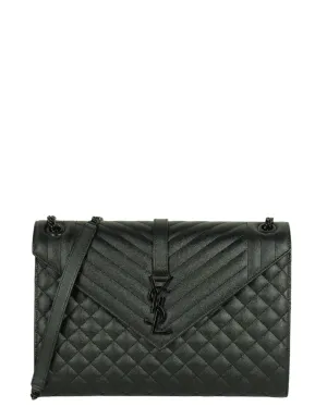 Saint Laurent Black on Black Large Triquilt Monogram Bag
