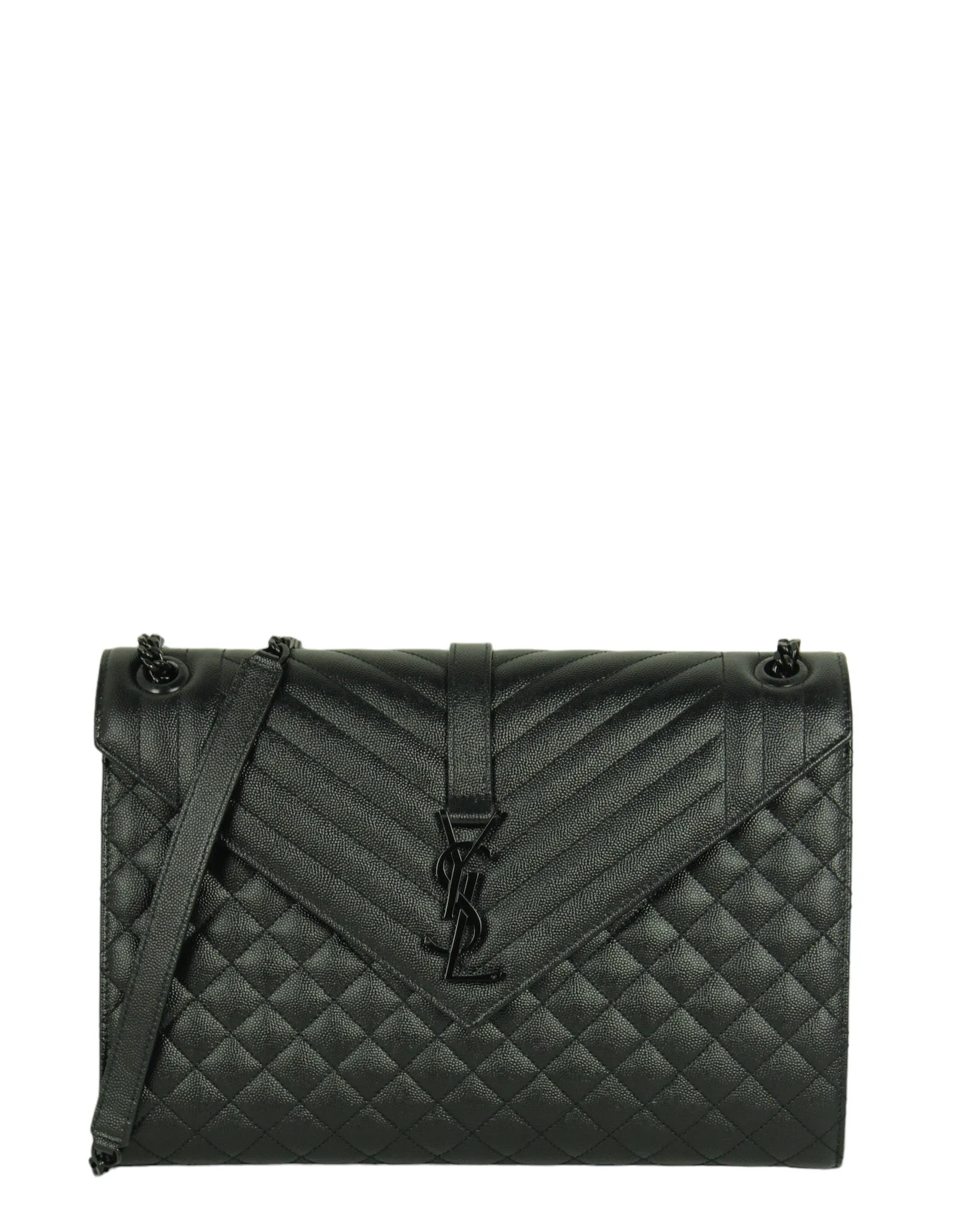 Saint Laurent Black on Black Large Triquilt Monogram Bag