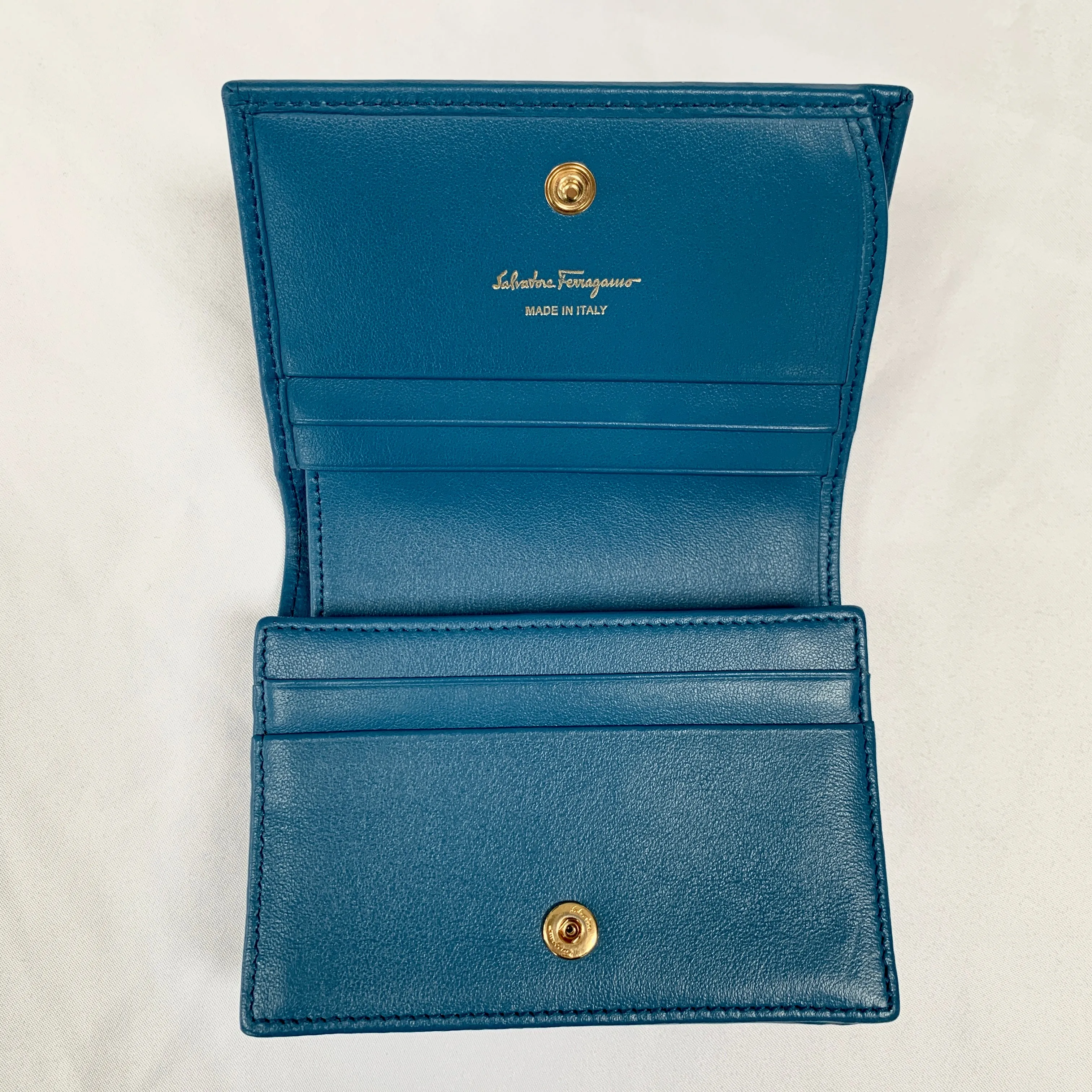 Salvatore Ferragamo Studded Card Case Wallet in Blue