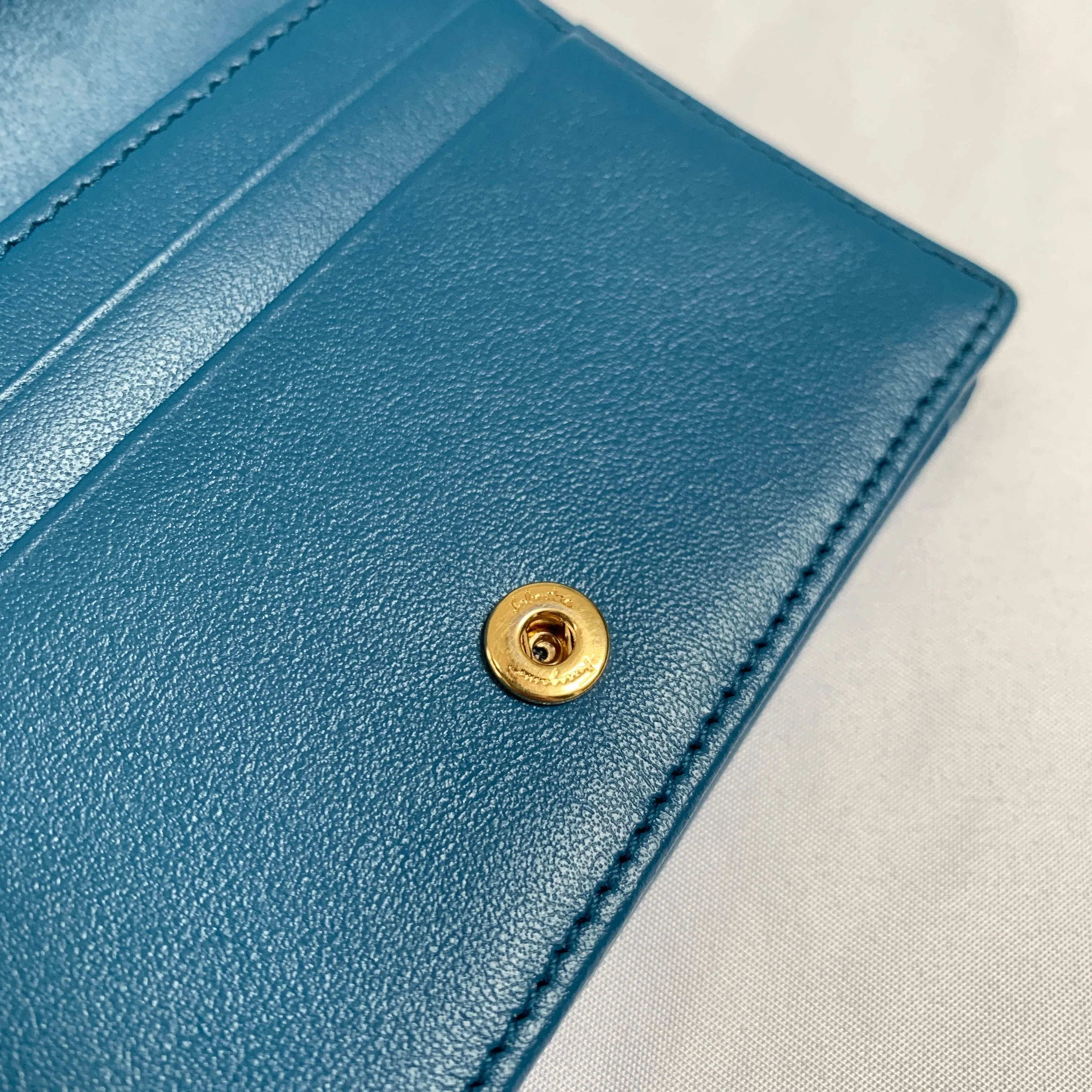 Salvatore Ferragamo Studded Card Case Wallet in Blue