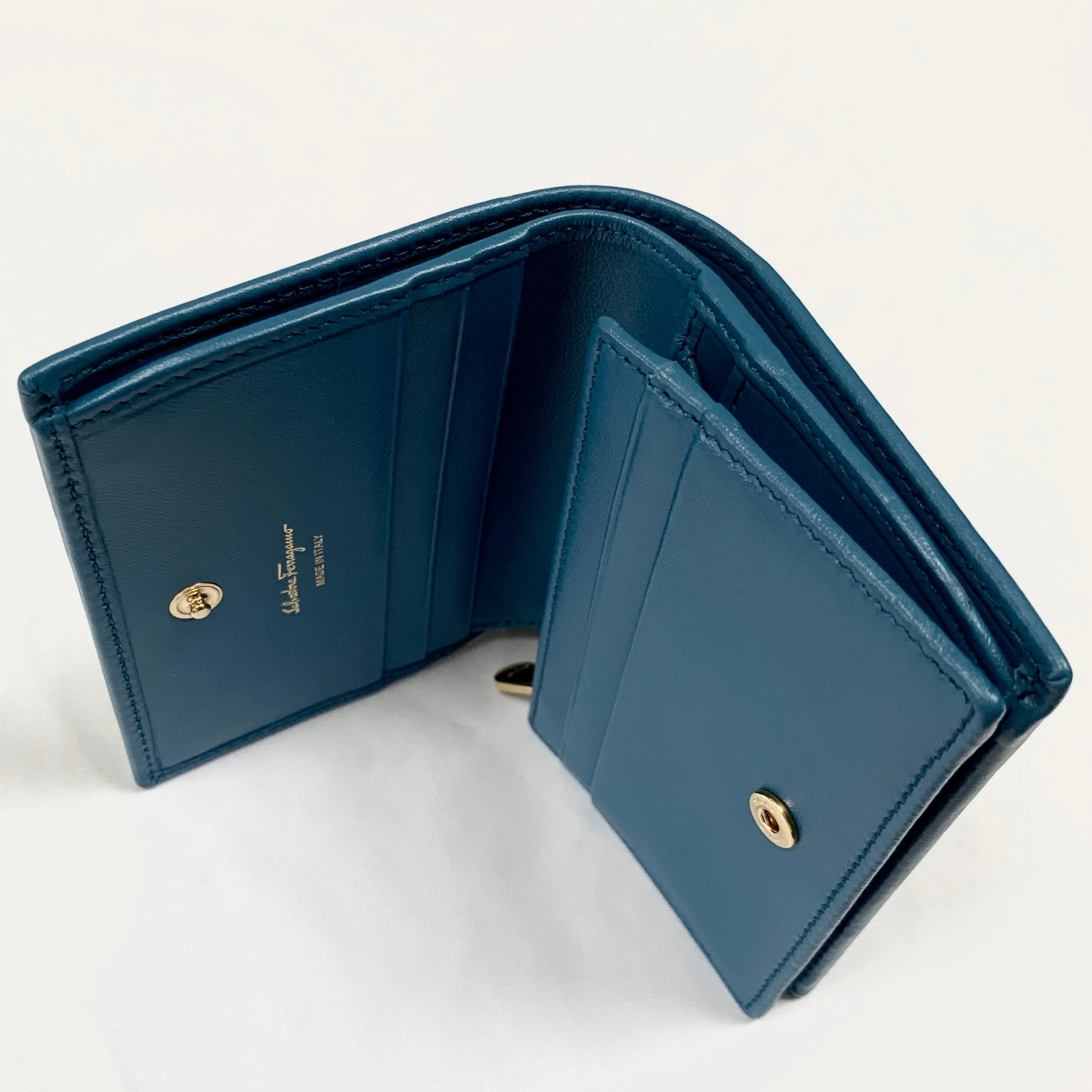 Salvatore Ferragamo Studded Card Case Wallet in Blue