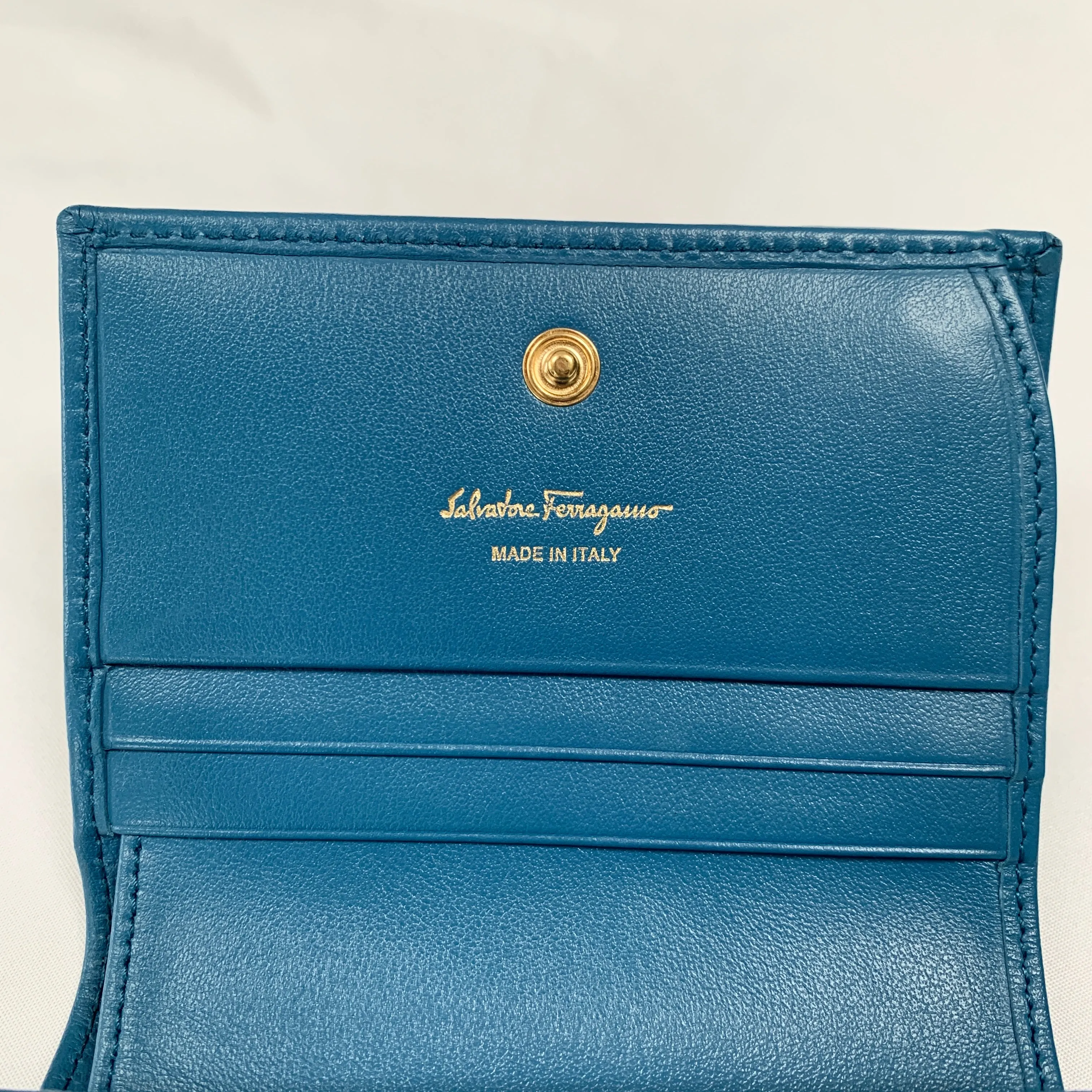 Salvatore Ferragamo Studded Card Case Wallet in Blue