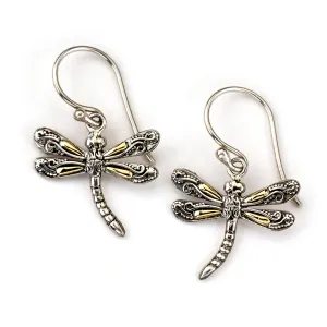 Samuel B. Sterling Silver and 18K Yellow Gold Dragonfly Earrings (96942)