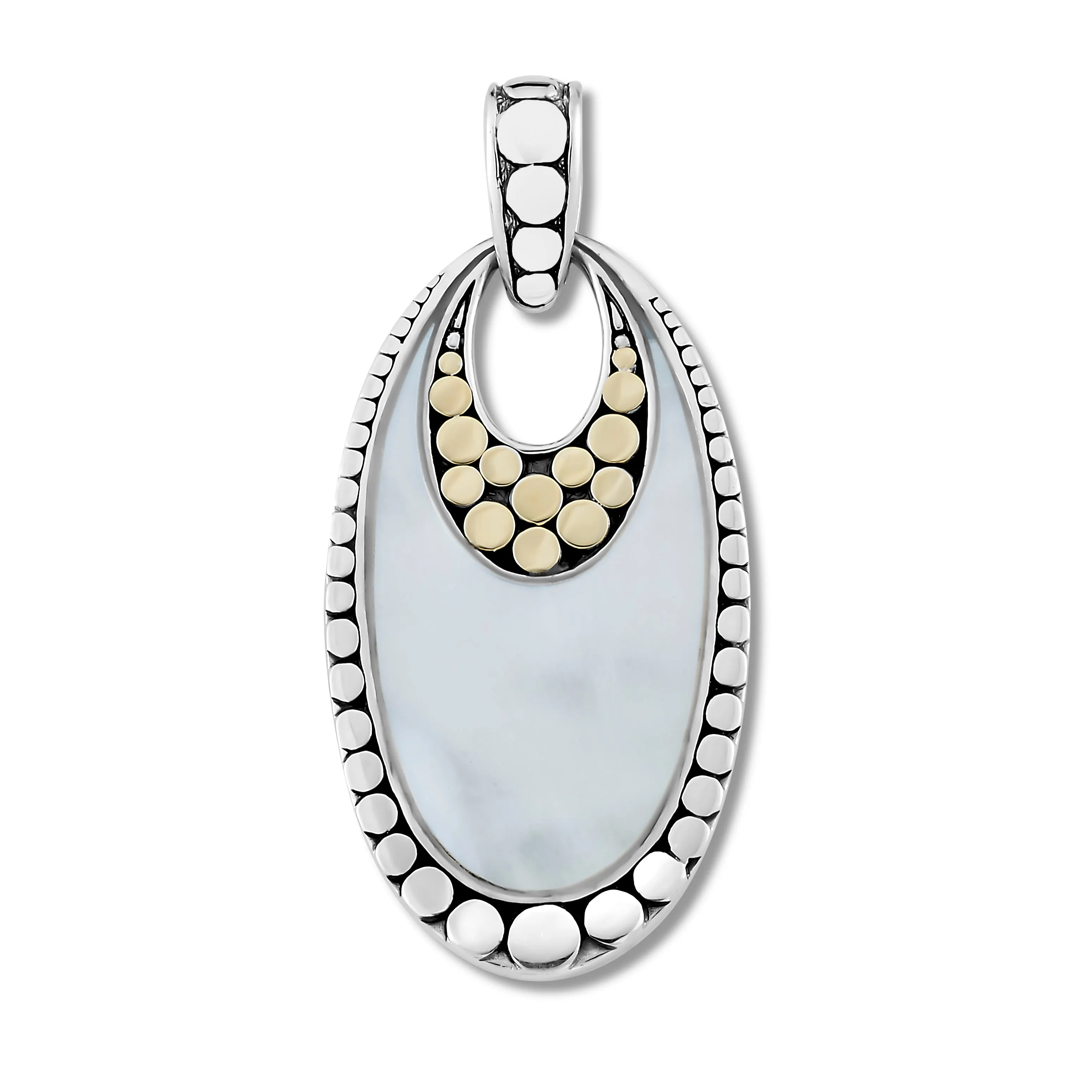 Samuel B. Sterling Silver and 18K Yellow Gold Mother-of-Pearl Dot Design Pendant (96996)