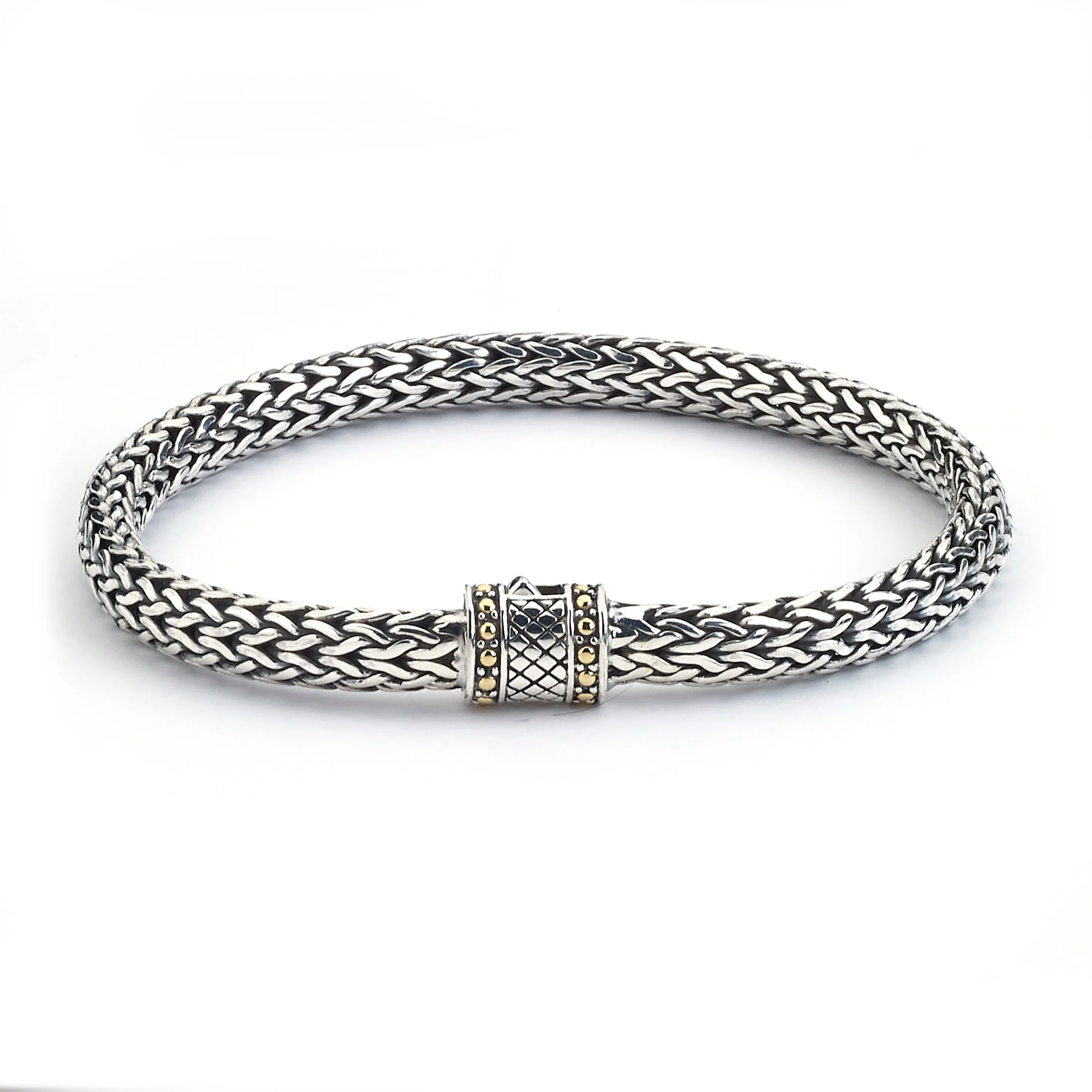 Samuel B. Sterling Silver and 18K Yellow Gold Tulang Naga Bracelet, 7"  (91659)