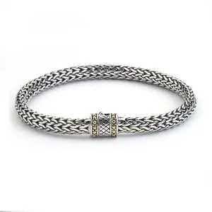 Samuel B. Sterling Silver and 18K Yellow Gold Tulang Naga Bracelet, 7"  (91659)