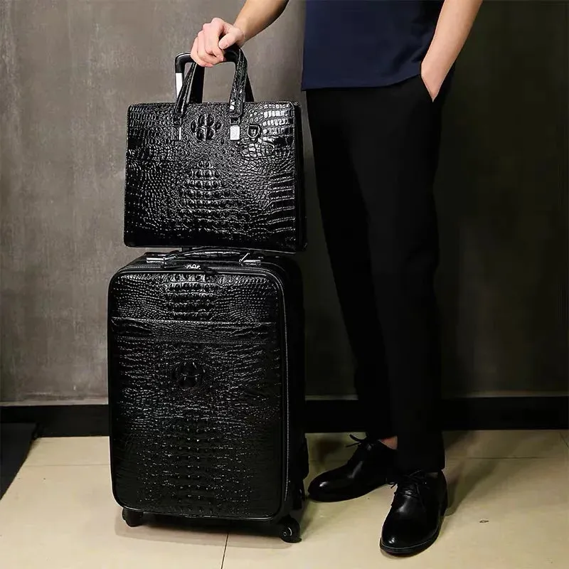 Savoy Carry-On Luggage Set, Rolling Case & Briefcase, Black, 20 inches