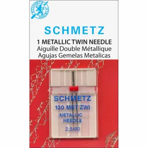 SCHMETZ 1744 Metallic Twin Needle Carded - 80/12 - 2.5mm - 1 count