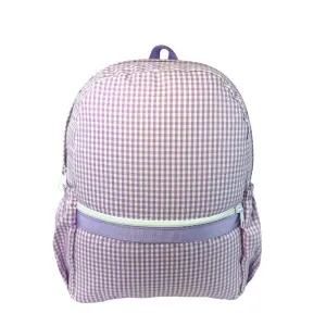 Seersucker Backpack w/ Pockets | Lilac Gingham