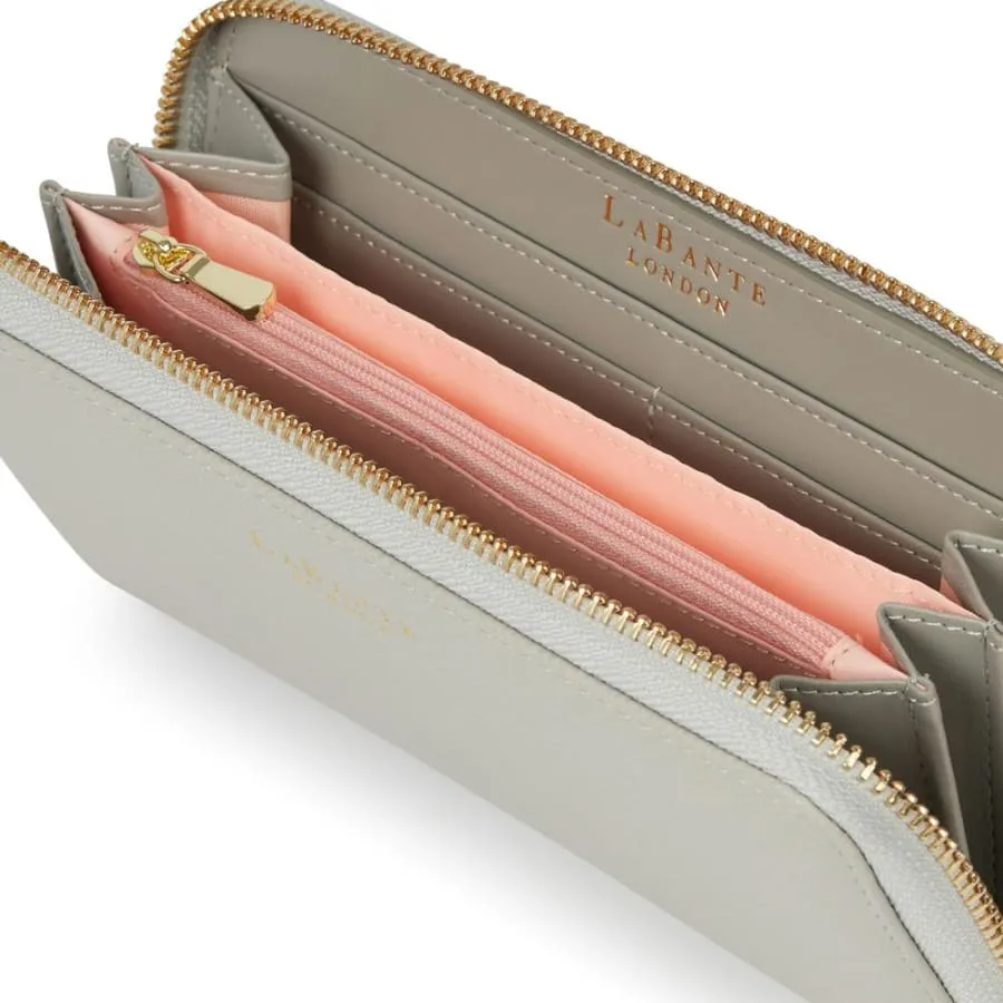 Serene Vegan Leather Zip Around Wallet | Grey