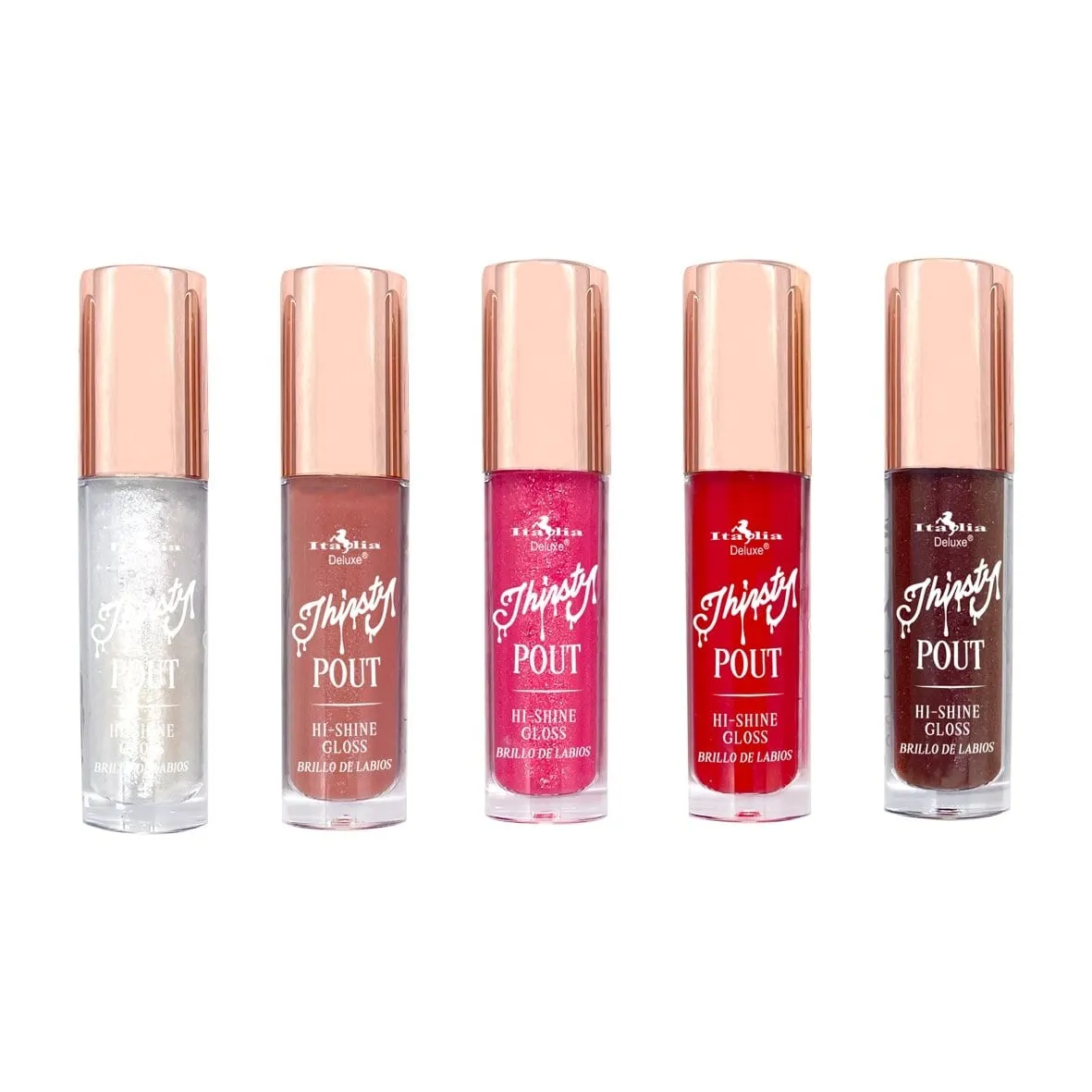 Set Completo de Lip Gloss: Thirsty Pout Hi-Shine 12 pzs - Italia