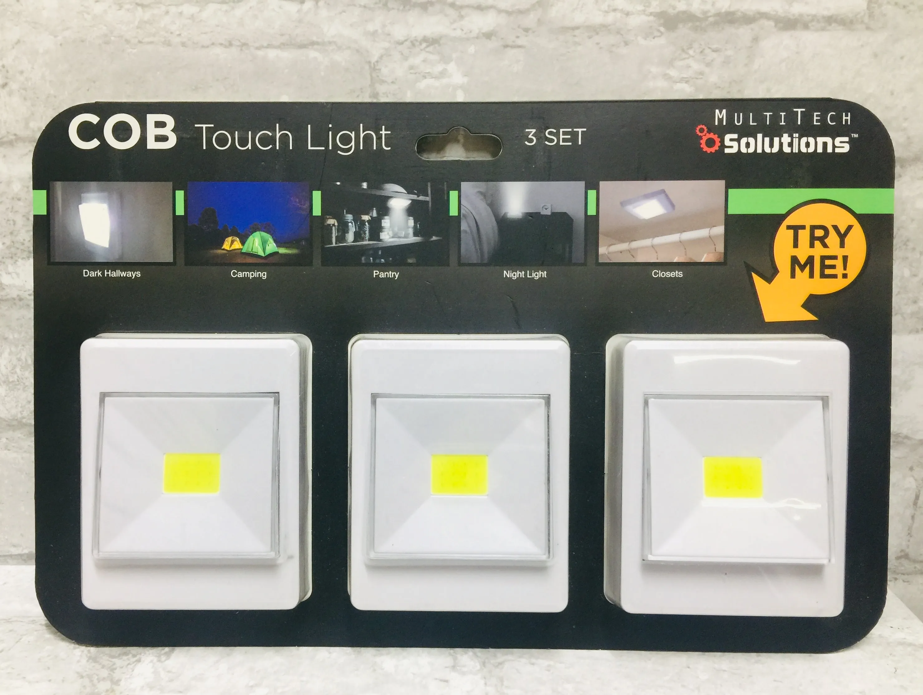 Set of 3 COB Touch Lights! No wiring Needed! Magnetic back! Great for camping, dark hallways, night light etc! Always have light for any activity or emergency!  Retails $40 