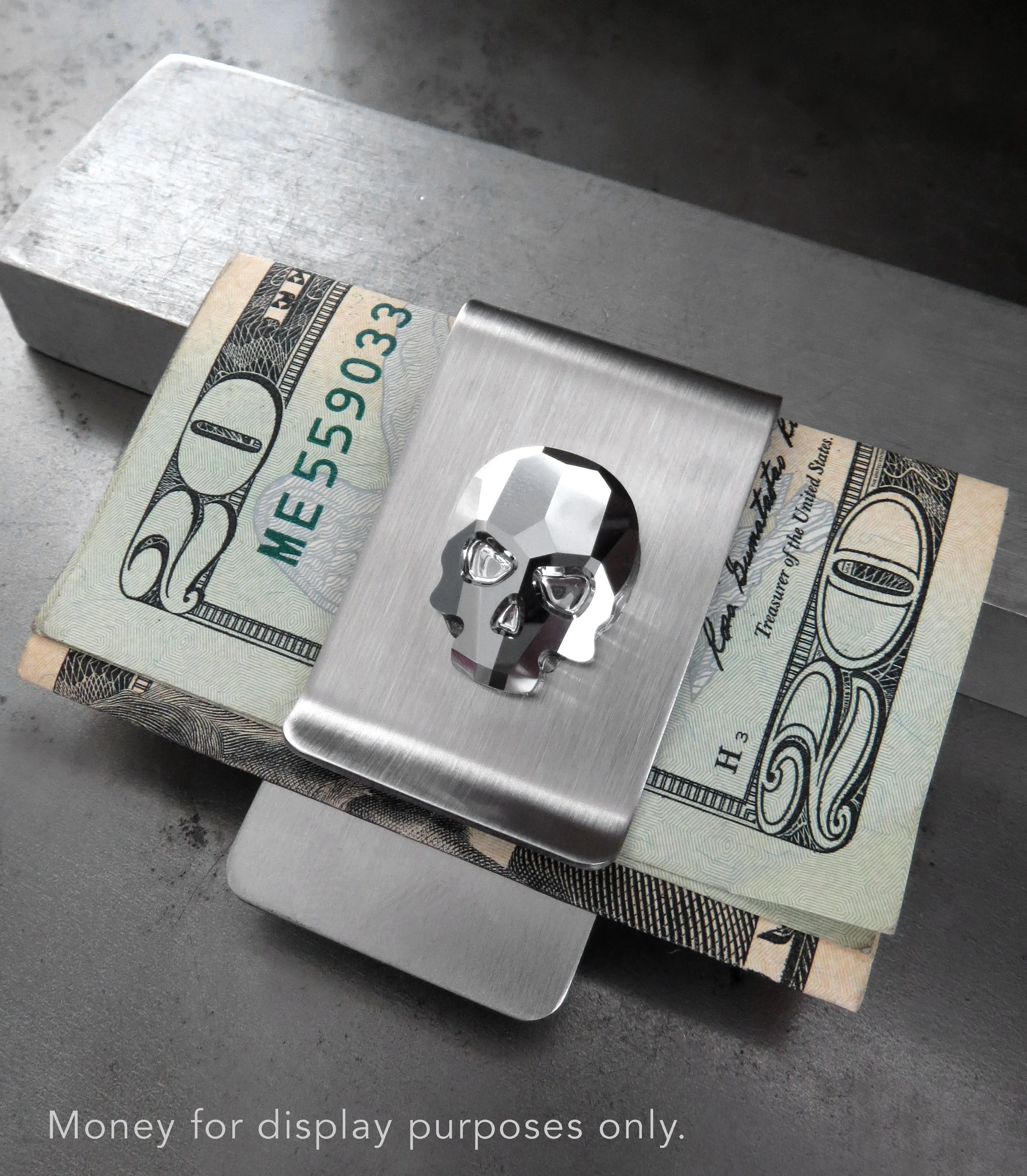 Silver Skull Money Clip - Metallic Chrome Color