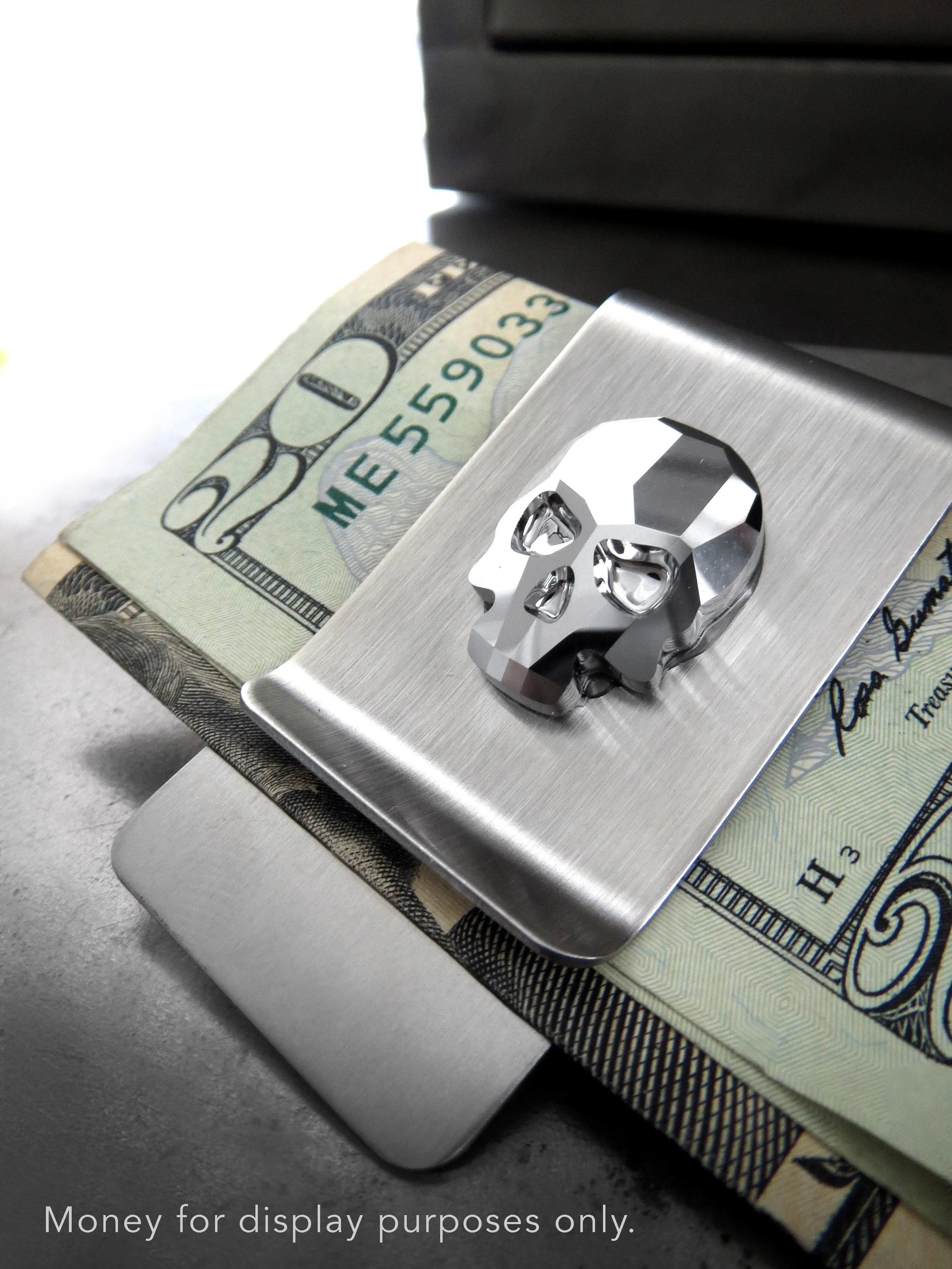 Silver Skull Money Clip - Metallic Chrome Color