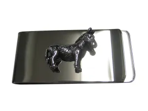 Silver Toned Shiny Textured Donkey Money Clip