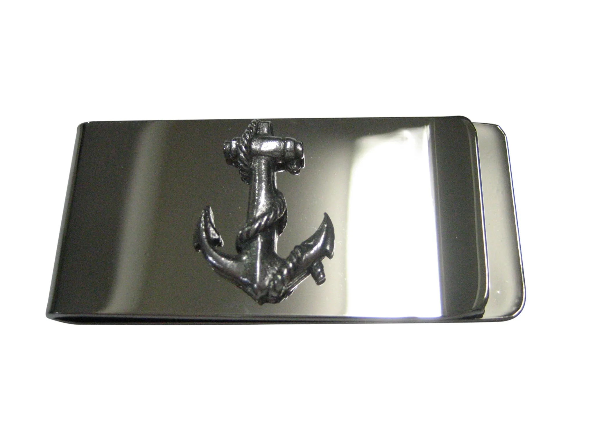 Silver Toned Textured Nautical Anchor Money Clip