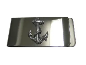 Silver Toned Textured Nautical Anchor Money Clip
