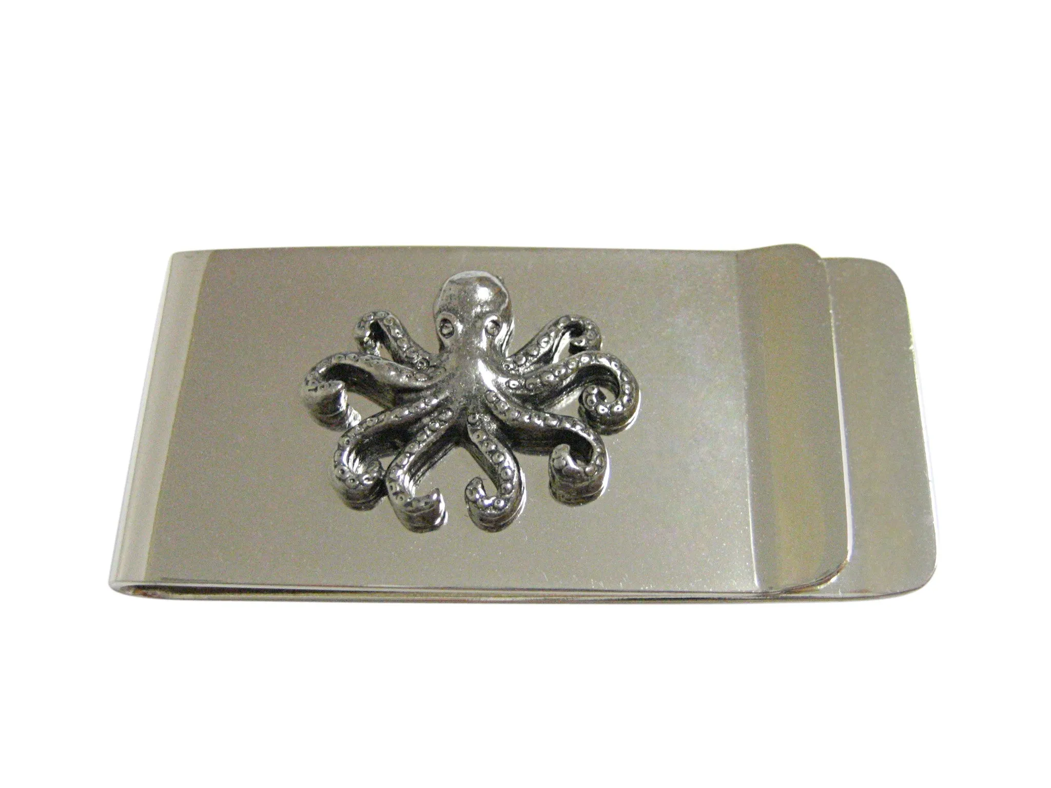 Silver Toned Textured Octopus Money Clip