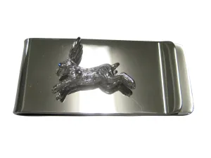 Silver Toned Textured Shiny Rabbit Hare Money Clip