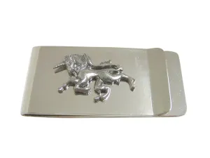 Silver Toned Textured Unicorn Money Clip