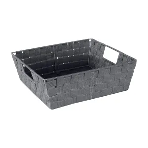 Simplify Large Shelf Woven Strap Tote | Decorative Storage Basket |