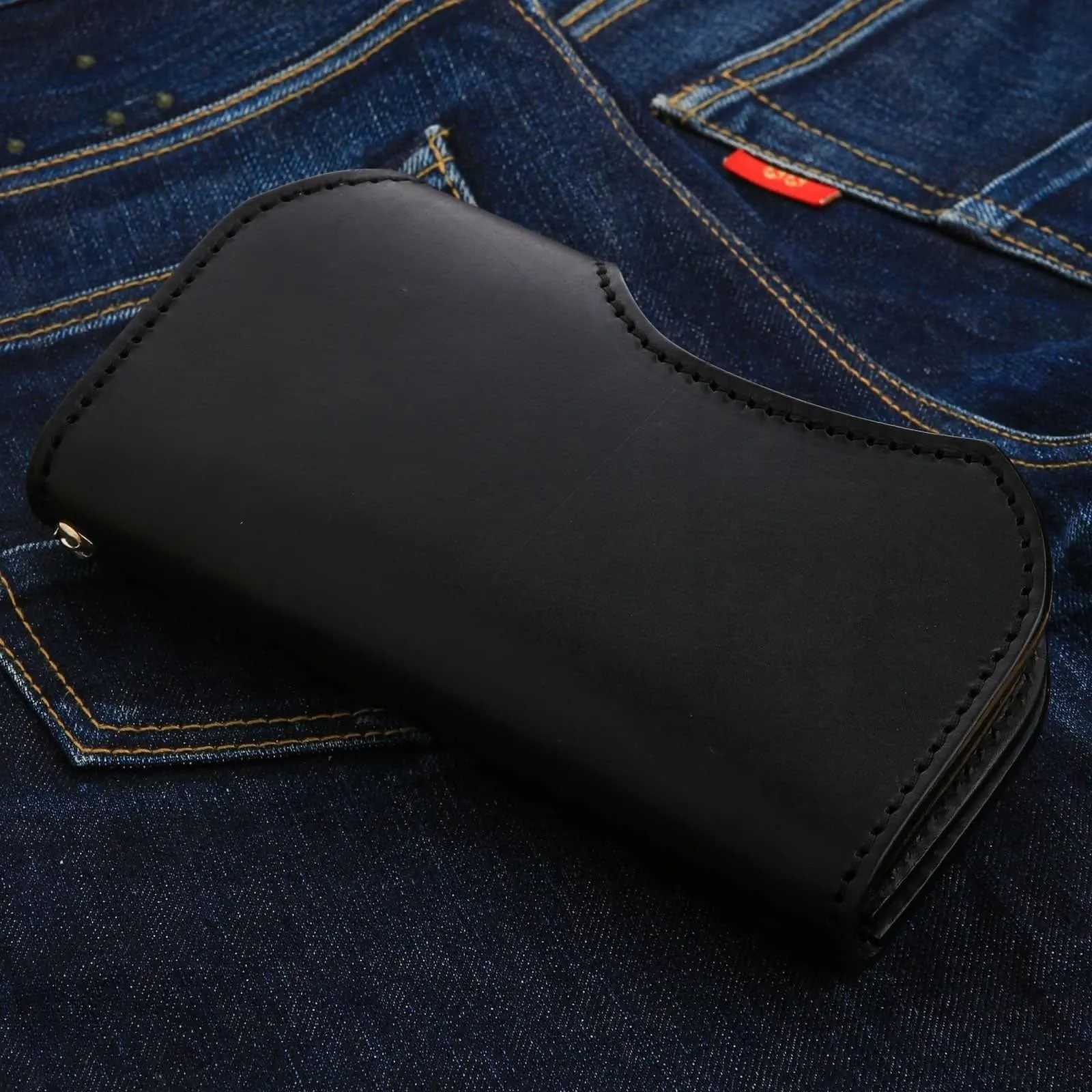 Skull Silver Cowhide Leather Biker Wallet