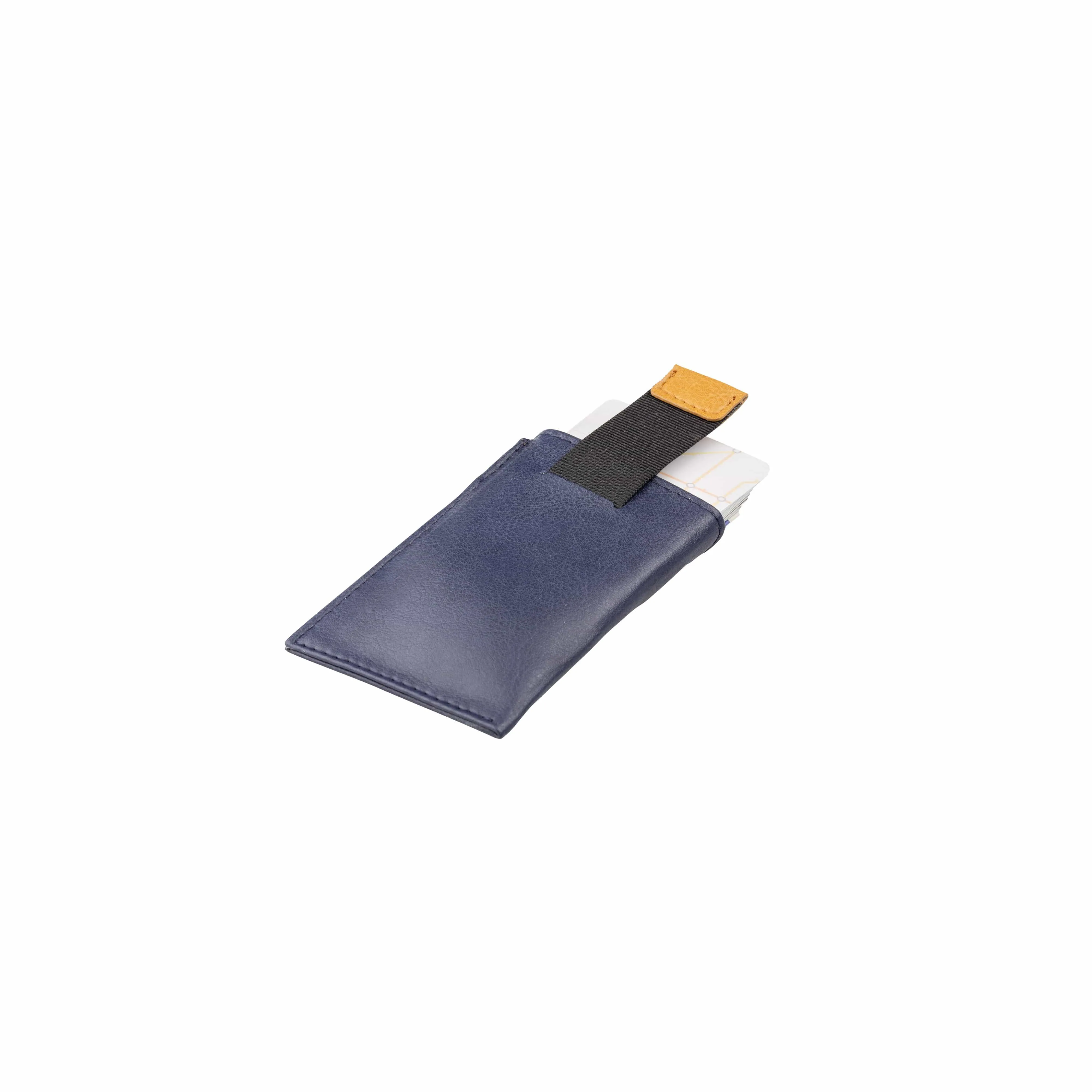 Slim Vegan Leather Cardholder | Blue & Camel
