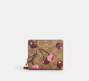 Snap Wallet In Signature Canvas With Cherry Print