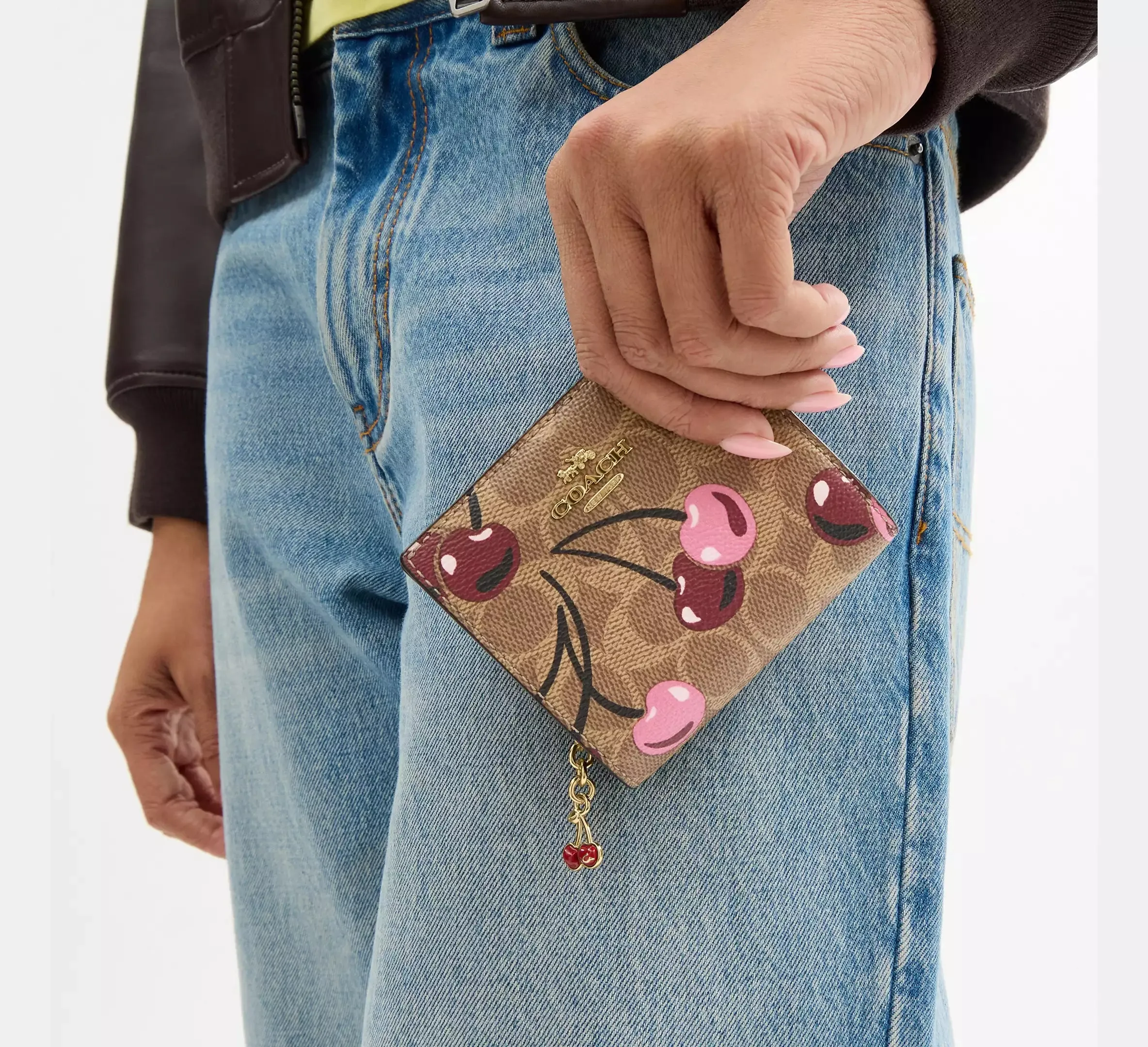 Snap Wallet In Signature Canvas With Cherry Print