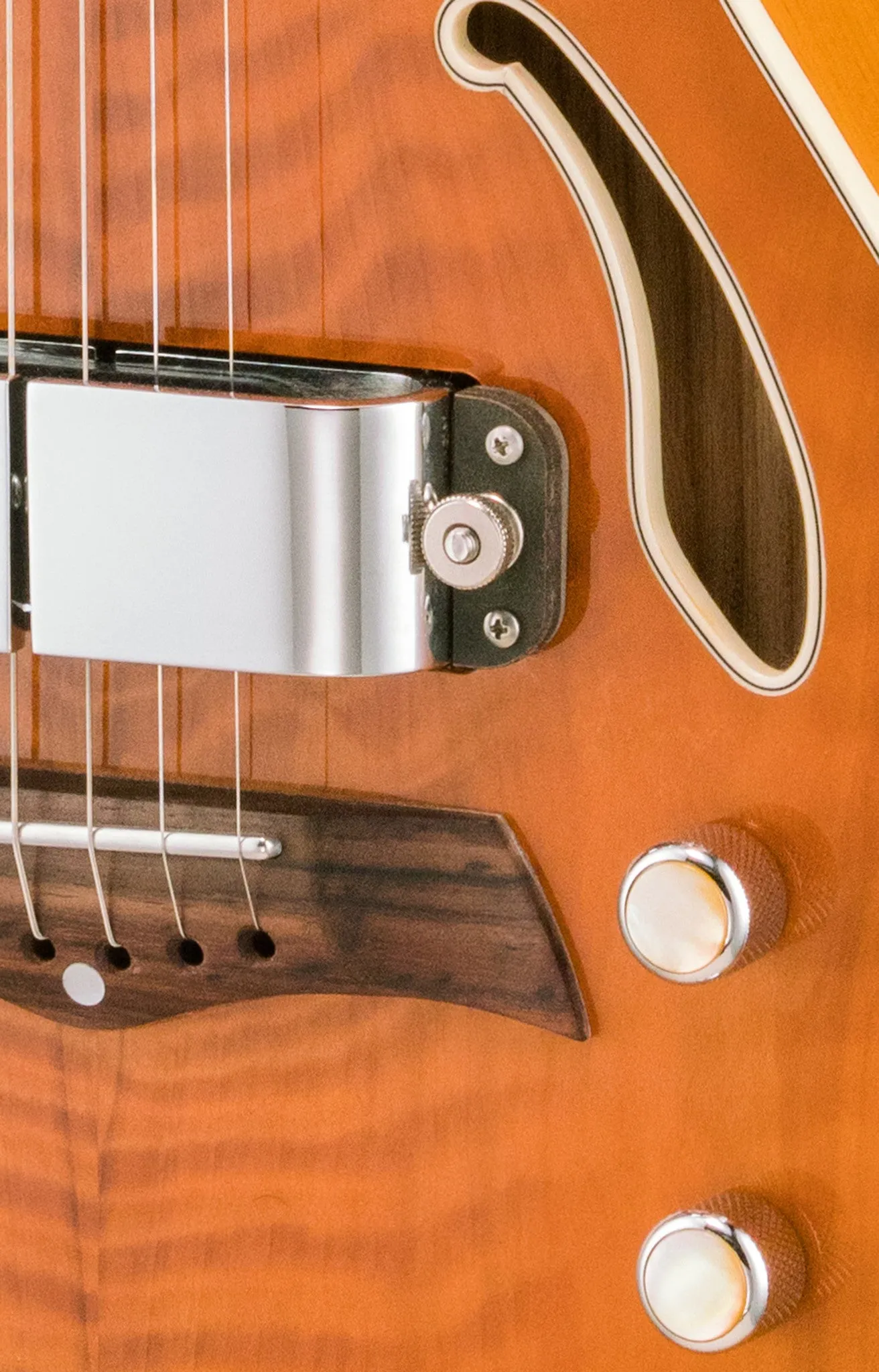 SOLD Asher Dual Tone #951 Semi-Acoustic Lap Steel with Flame California Redwood Top and Horseshoe Pickup