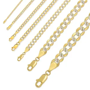 Solid Two-Tone Curb/Italian-Cuban Link Bracelet (14K)