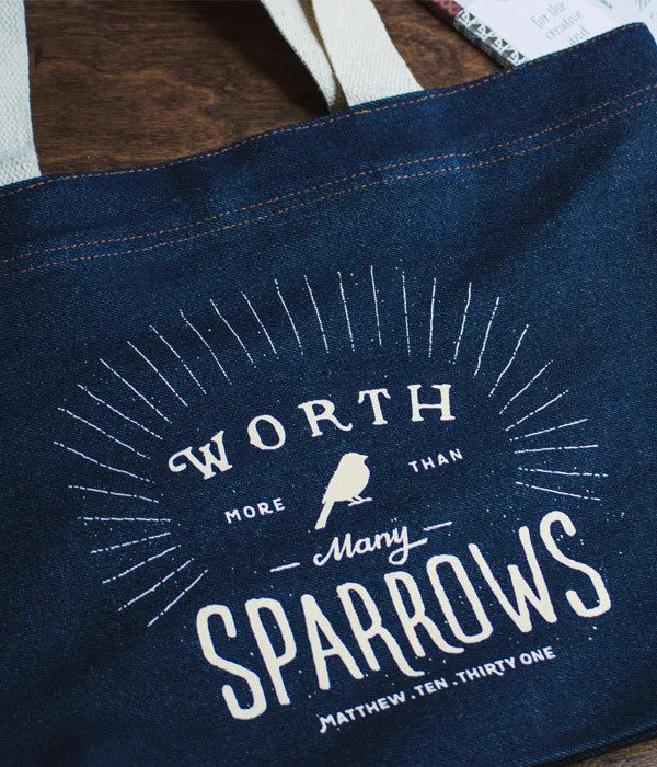 Sparrows – Denim Tote Bag