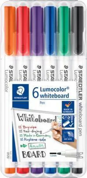 Staedtler - Lumocolor Slim Whiteboard Wallet of 6 - Assorted Colours