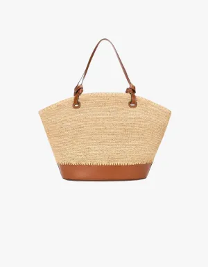 Staud Squillo Raffia Tote in Natural