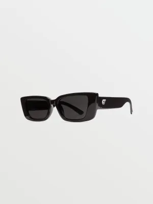 Strange Land Gloss Black Sunglasses (Gray Lens) - BLACK