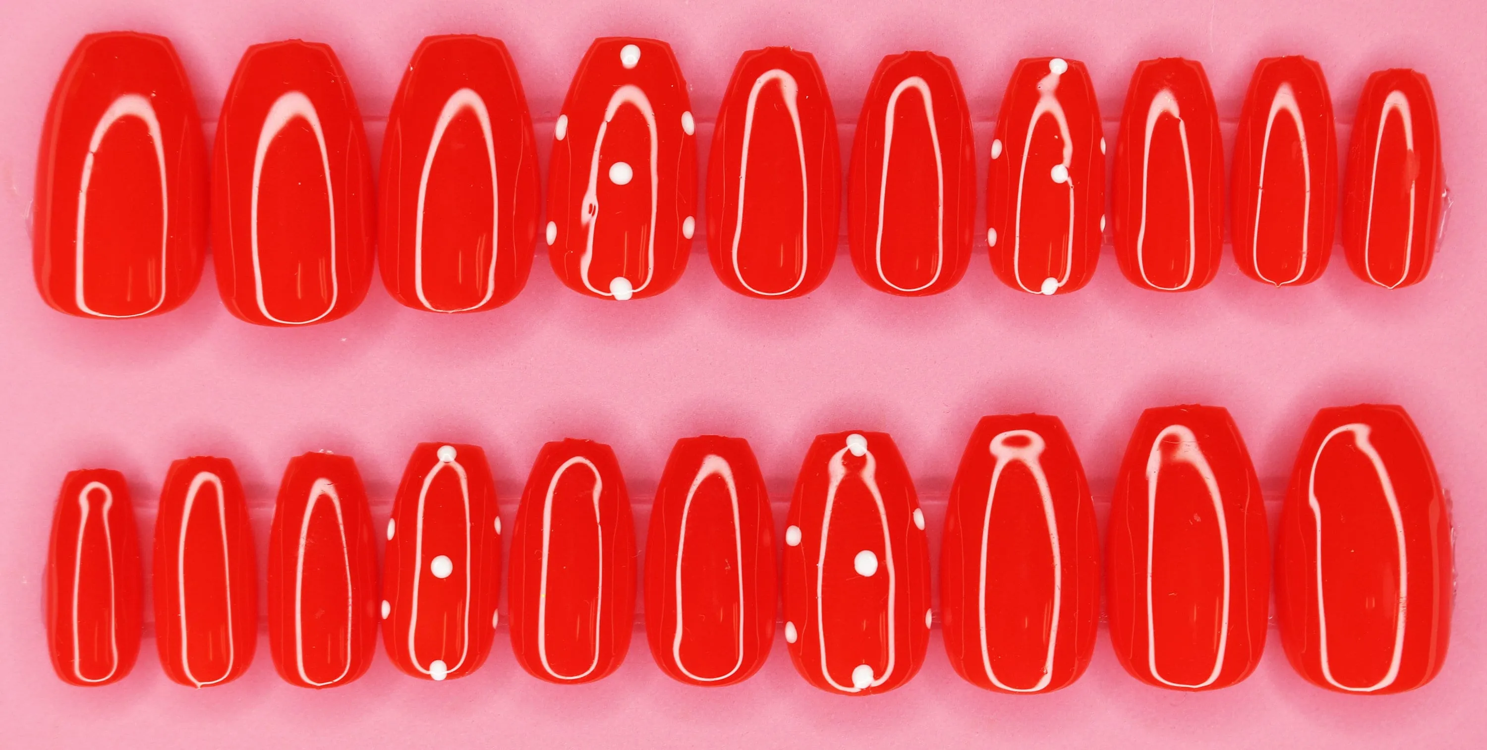 Strawberry Cake Medium Coffin Gloss Press On Nails Long