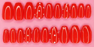 Strawberry Cake Medium Coffin Gloss Press On Nails Long