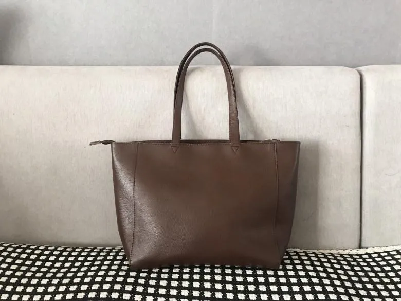 Stylish Womens Brown Leather Tote Bag Shoulder Tote Bag Brown Tote Purse For Women