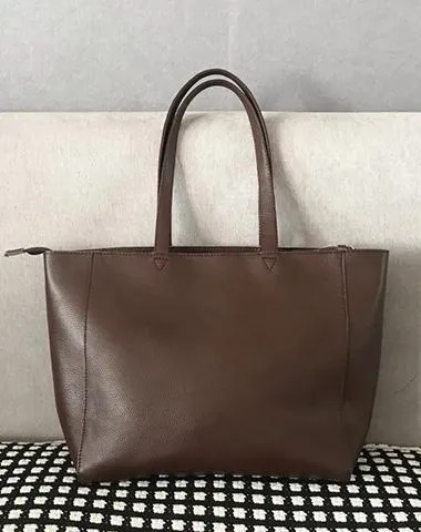 Stylish Womens Brown Leather Tote Bag Shoulder Tote Bag Brown Tote Purse For Women