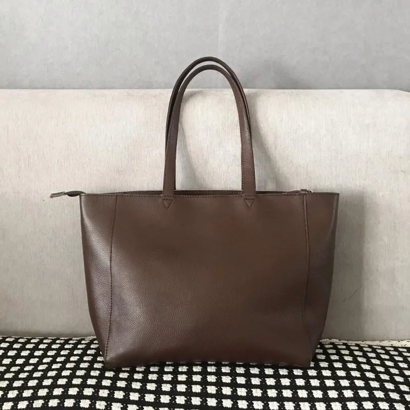 Stylish Womens Brown Leather Tote Bag Shoulder Tote Bag Brown Tote Purse For Women