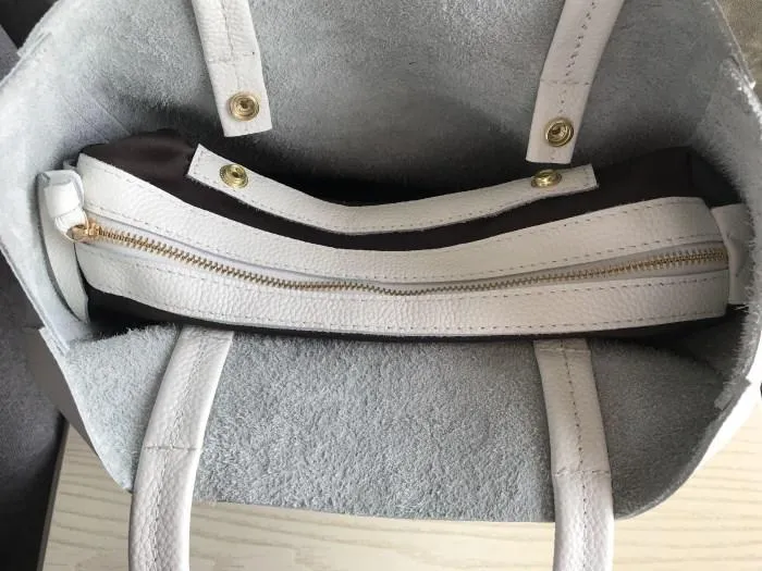 Stylish Womens White Blue Leather Tote Bag Two Colors Tote Purse White Shoulder Tote Shopper For Women