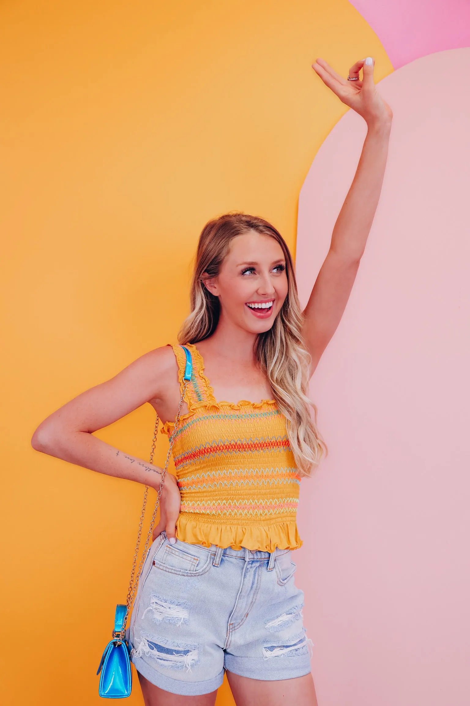 Sun Baked Smocked Crop Top - Mustard