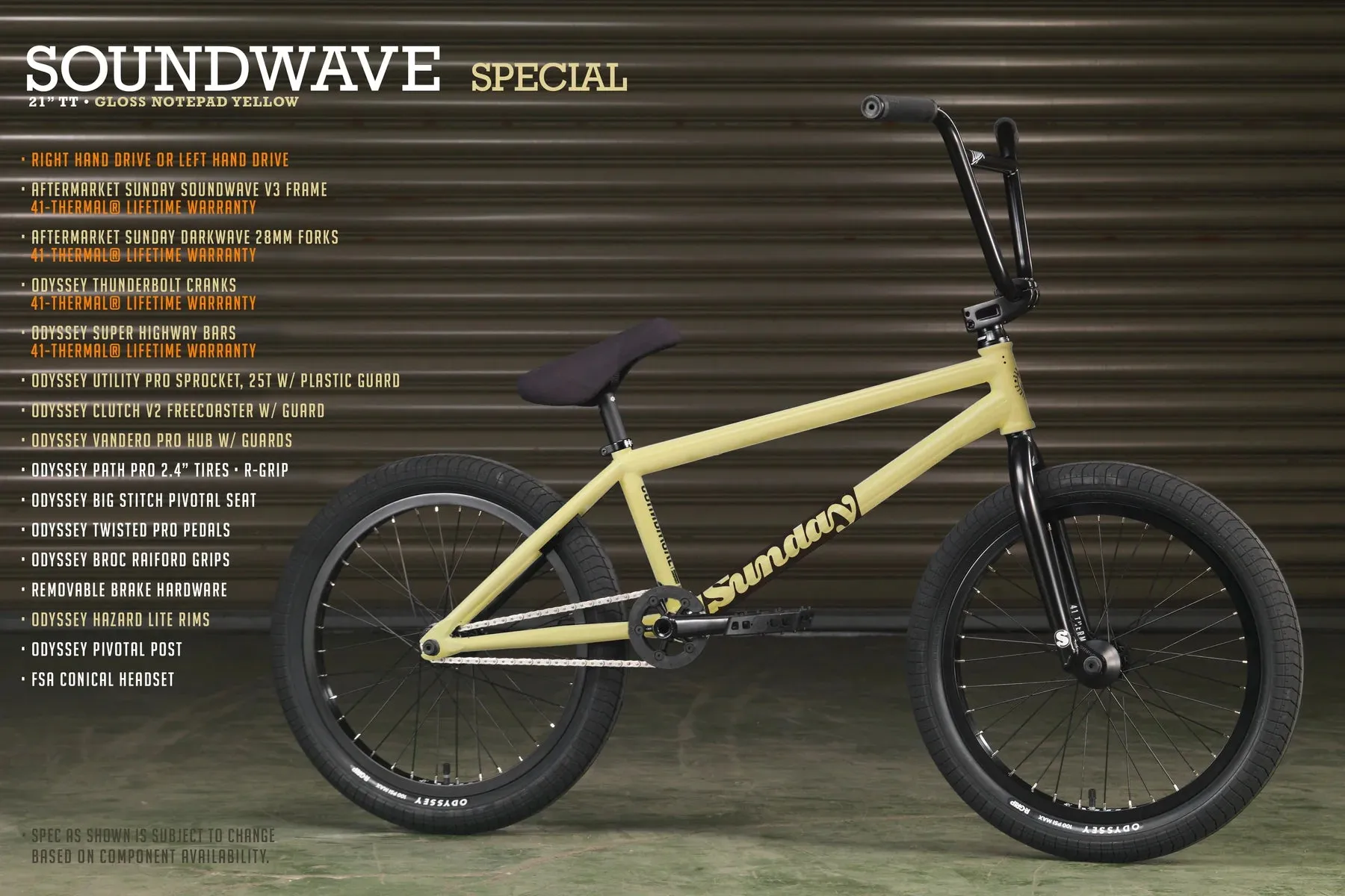 Sunday Soundwave Special 21" TT Bike Gloss Notepad Yellow