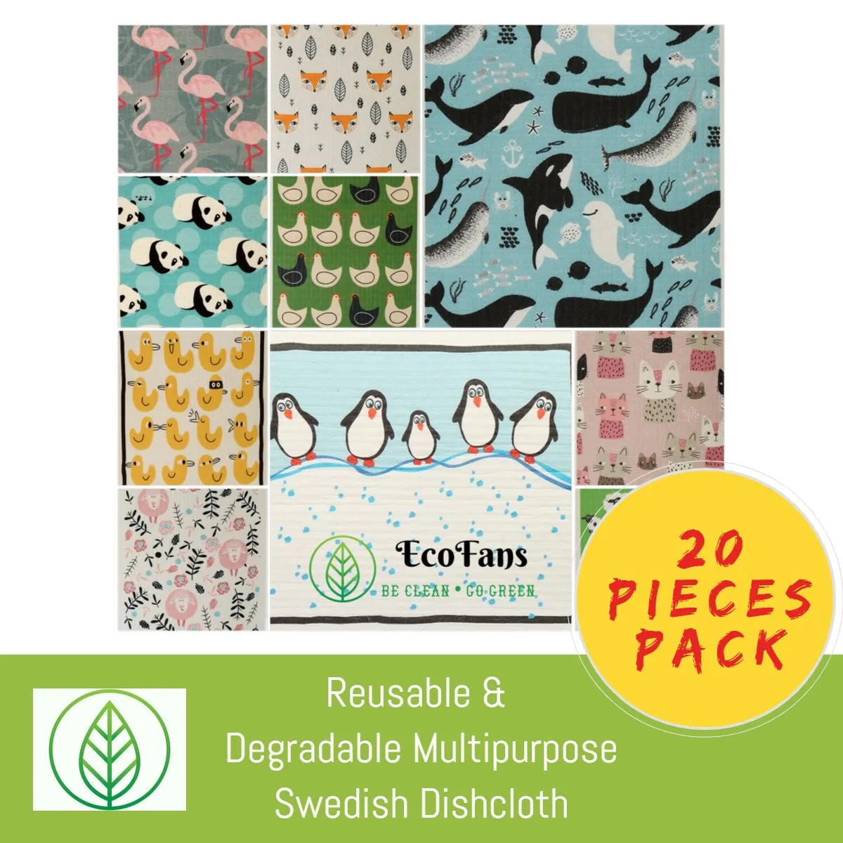 Swedish Dishcloth – Multi-Pack Cellulose Sponge Cloths