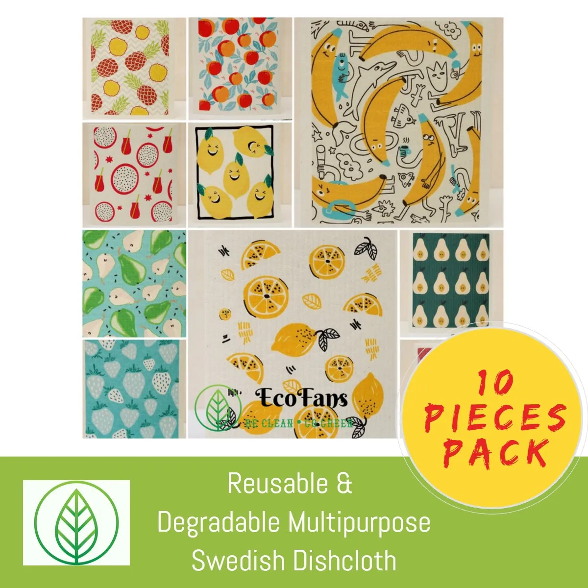 Swedish Dishcloth – Multi-Pack Cellulose Sponge Cloths